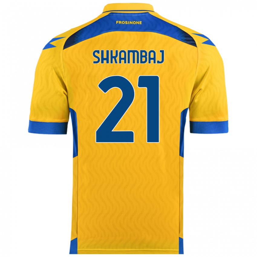 Hombre Camiseta Ardit Shkambaj #21 Amarillo 1ª Equipación 2024/25 La Camisa Argentina