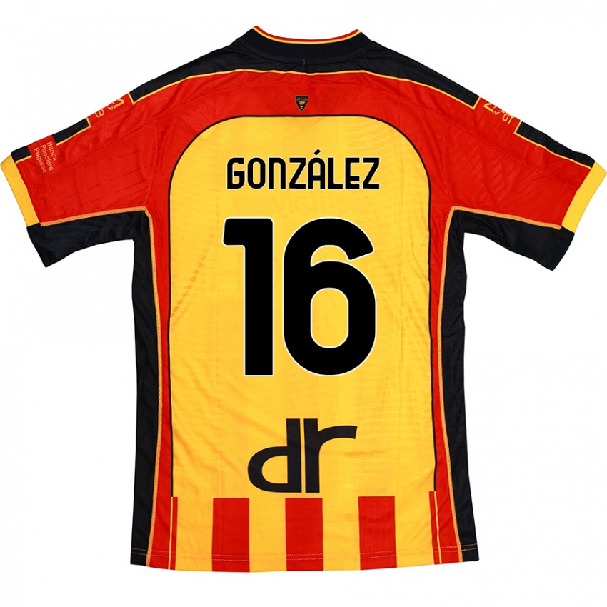 Hombre Camiseta Joan González #16 Amarillo Rojo 1ª Equipación 2024/25 La Camisa Argentina