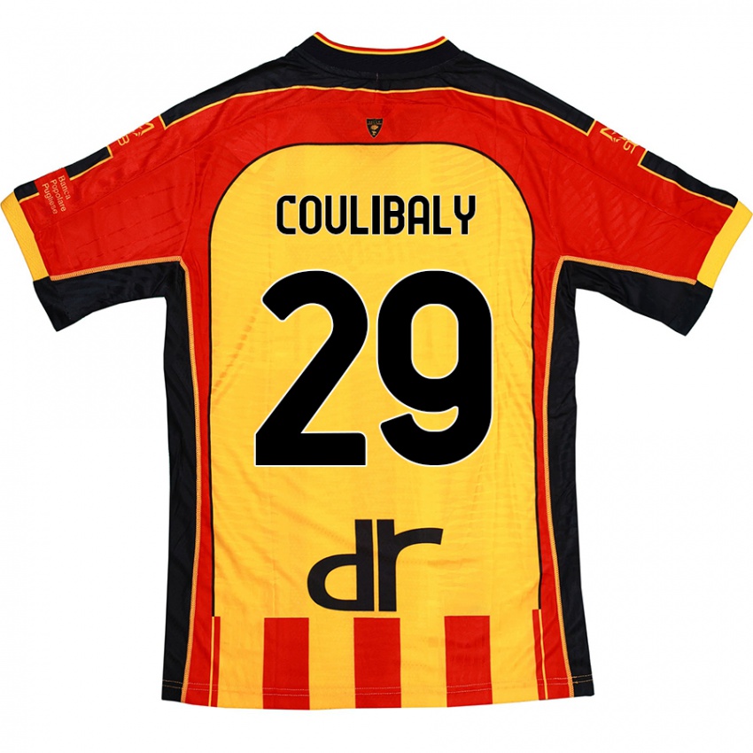 Hombre Camiseta Lassana Coulibaly #29 Amarillo Rojo 1ª Equipación 2024/25 La Camisa Argentina