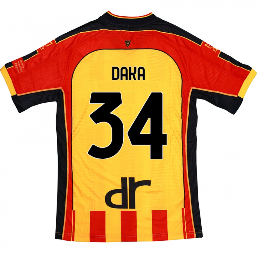 Hombre Camiseta Dario Daka #34 Amarillo Rojo 1ª Equipación 2024/25 La Camisa Argentina