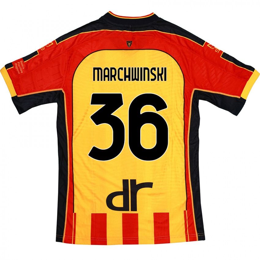 Hombre Camiseta Filip Marchwinski #36 Amarillo Rojo 1ª Equipación 2024/25 La Camisa Argentina