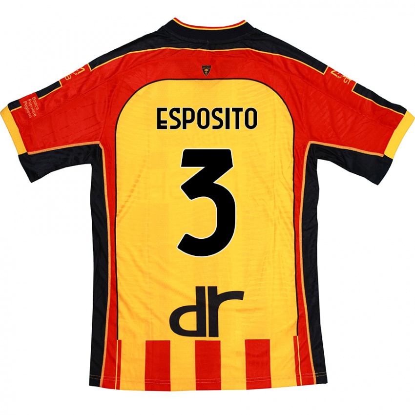 Hombre Camiseta Sebastian Esposito #3 Amarillo Rojo 1ª Equipación 2024/25 La Camisa Argentina