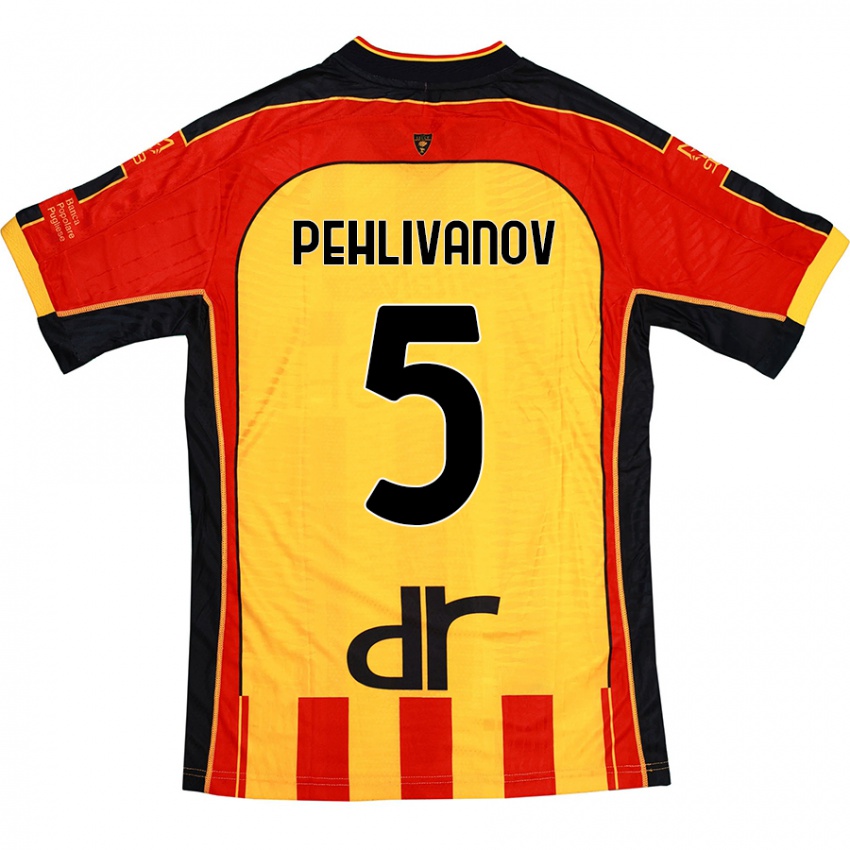 Hombre Camiseta Cristian Pehlivanov #5 Amarillo Rojo 1ª Equipación 2024/25 La Camisa Argentina