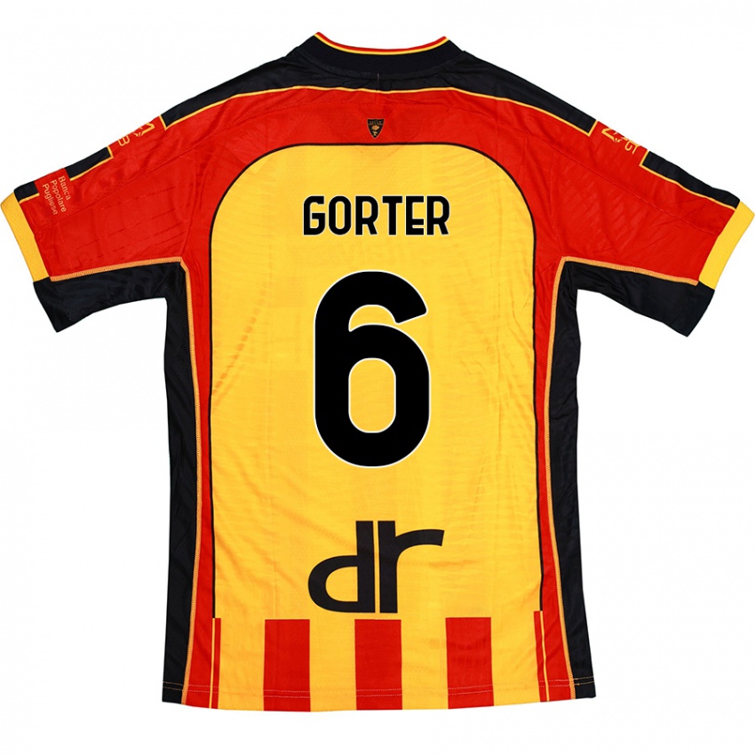 Hombre Camiseta Olaf Gorter #6 Amarillo Rojo 1ª Equipación 2024/25 La Camisa Argentina