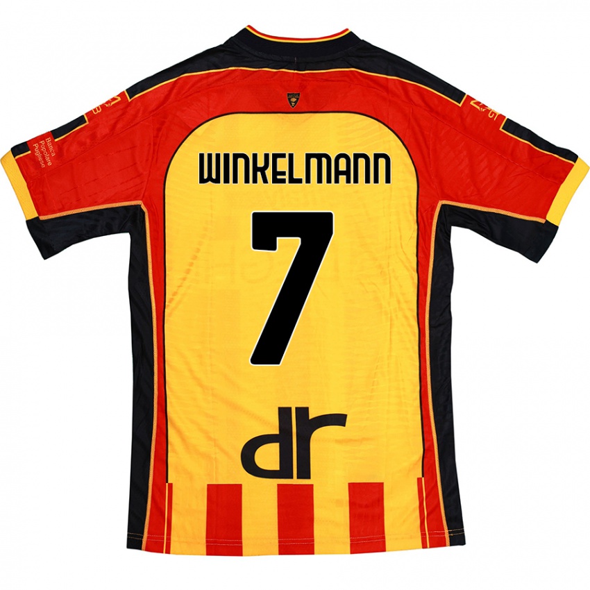 Hombre Camiseta Till Winkelmann #7 Amarillo Rojo 1ª Equipación 2024/25 La Camisa Argentina