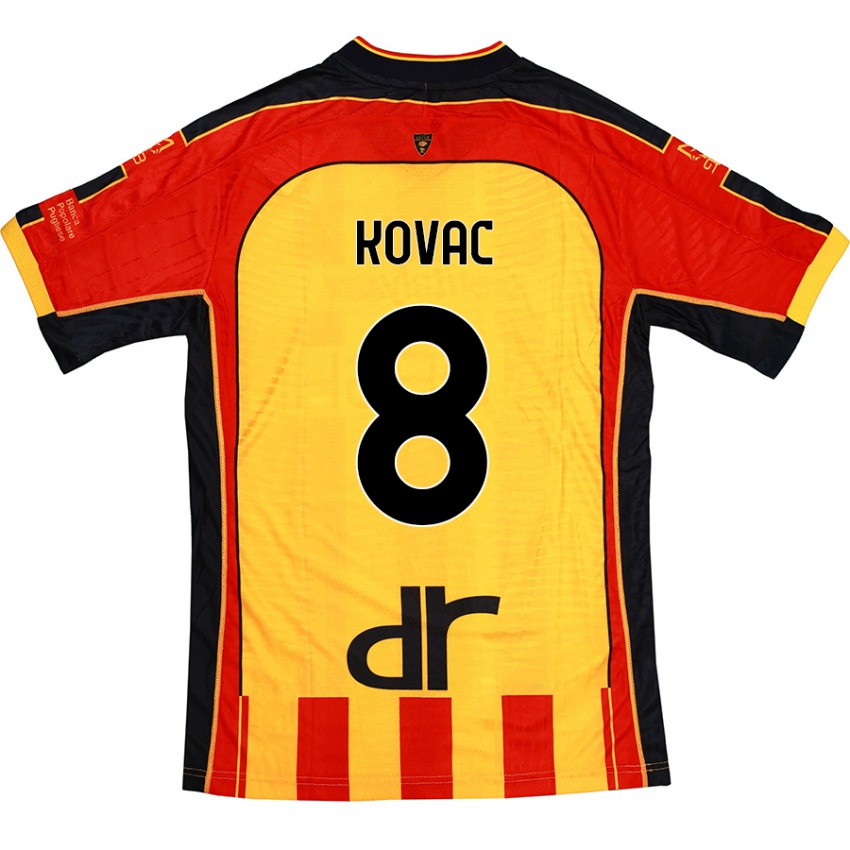 Hombre Camiseta Niko Kovac #8 Amarillo Rojo 1ª Equipación 2024/25 La Camisa Argentina