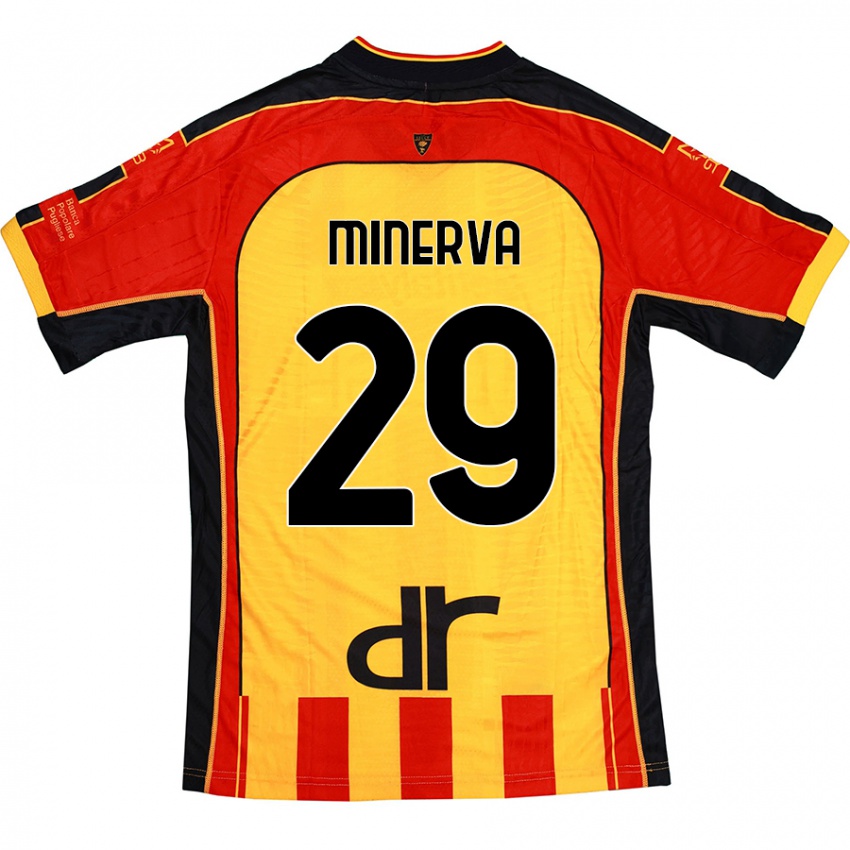 Hombre Camiseta Francesco Minerva #29 Amarillo Rojo 1ª Equipación 2024/25 La Camisa Argentina