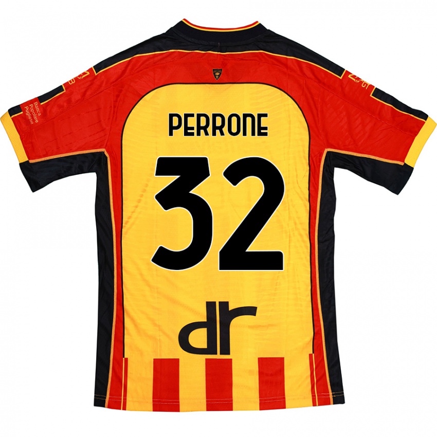 Hombre Camiseta Samuele Perrone #32 Amarillo Rojo 1ª Equipación 2024/25 La Camisa Argentina