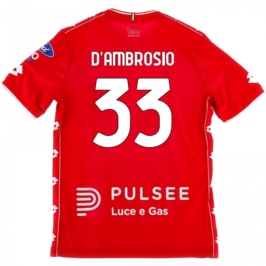 Hombre Camiseta Danilo D'ambrosio #33 Rojo Blanco 1ª Equipación 2024/25 La Camisa Argentina