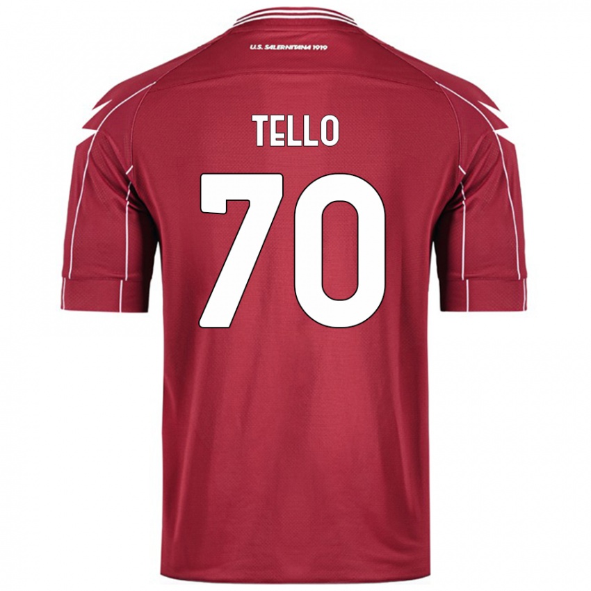 Hombre Camiseta Andrés Tello #70 Borgoña 1ª Equipación 2024/25 La Camisa Argentina