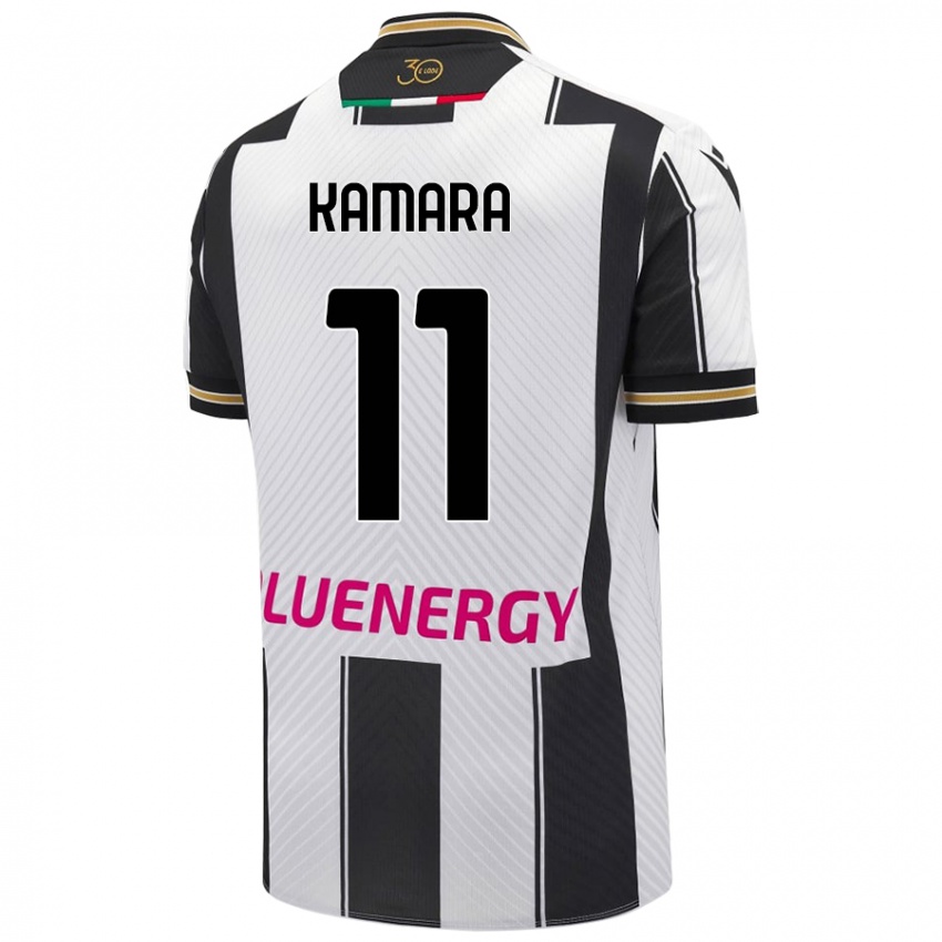 Hombre Camiseta Hassane Kamara #11 Blanco Negro 1ª Equipación 2024/25 La Camisa Argentina