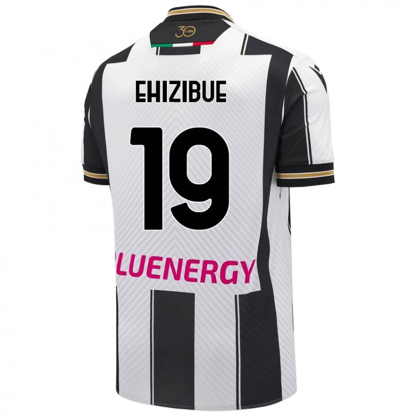 Hombre Camiseta Kingsley Ehizibue #19 Blanco Negro 1ª Equipación 2024/25 La Camisa Argentina