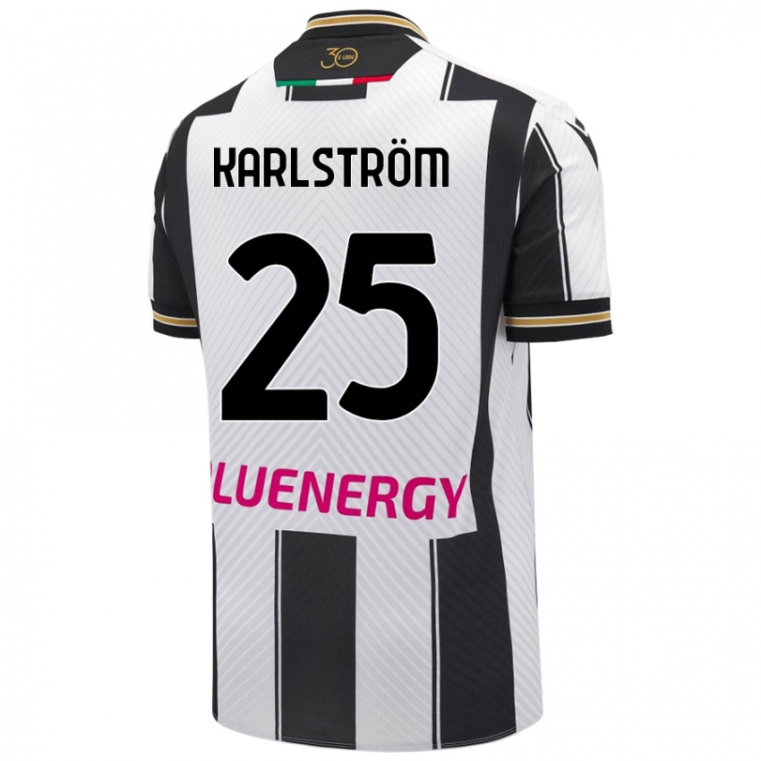 Hombre Camiseta Jesper Karlström #25 Blanco Negro 1ª Equipación 2024/25 La Camisa Argentina