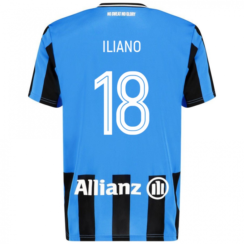 Hombre Camiseta Isabelle Iliano #18 Azul Cielo Negro 1ª Equipación 2024/25 La Camisa Argentina