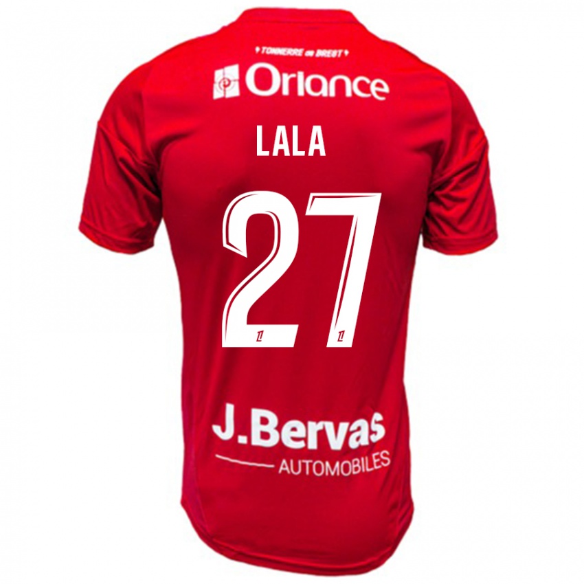 Hombre Camiseta Kenny Lala #27 Rojo Blanco 1ª Equipación 2024/25 La Camisa Argentina