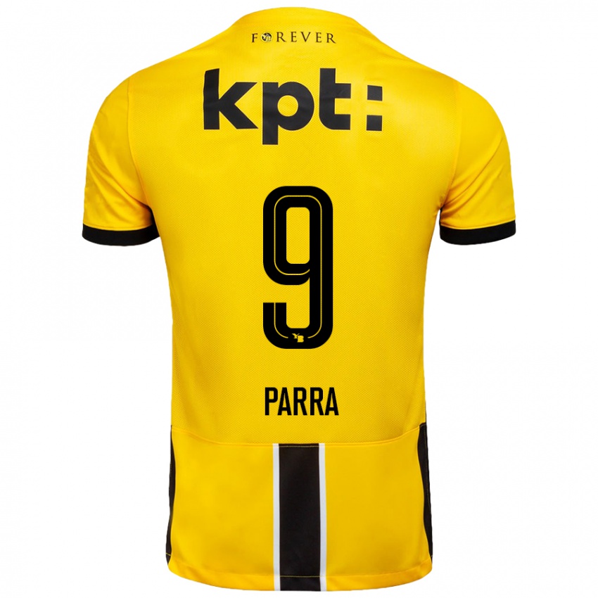 Hombre Camiseta Hugo Parra #9 Amarillo Negro 1ª Equipación 2024/25 La Camisa Argentina