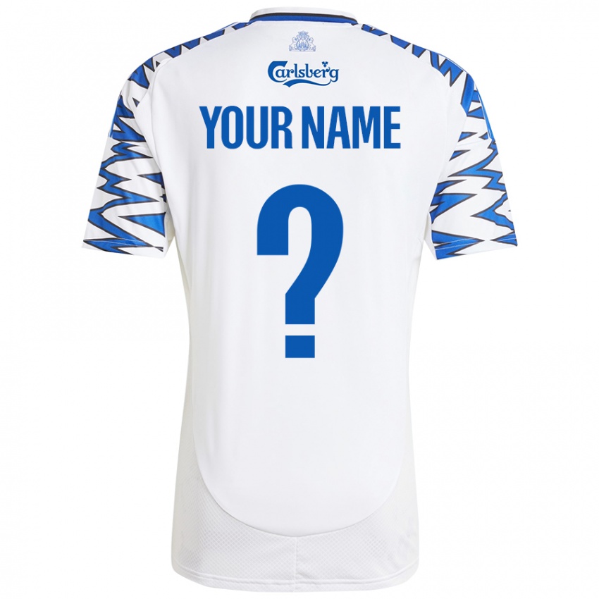 Hombre Camiseta Su Nombre #0 Blanco Azul Cielo 1ª Equipación 2024/25 La Camisa Argentina