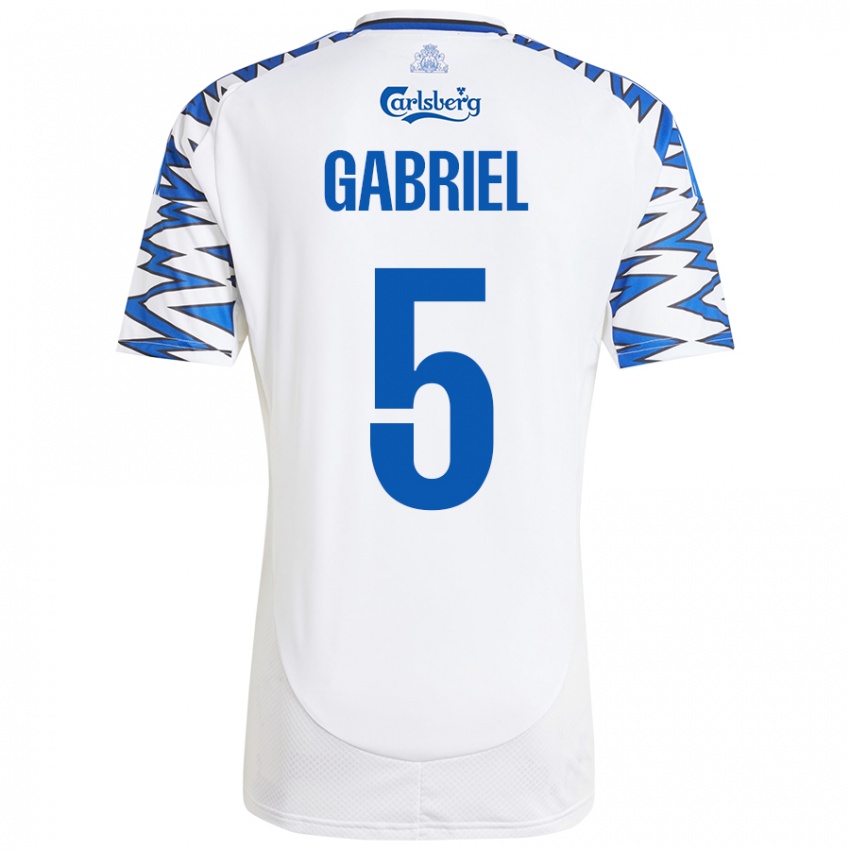 Hombre Camiseta Gabriel Pereira #5 Blanco Azul Cielo 1ª Equipación 2024/25 La Camisa Argentina