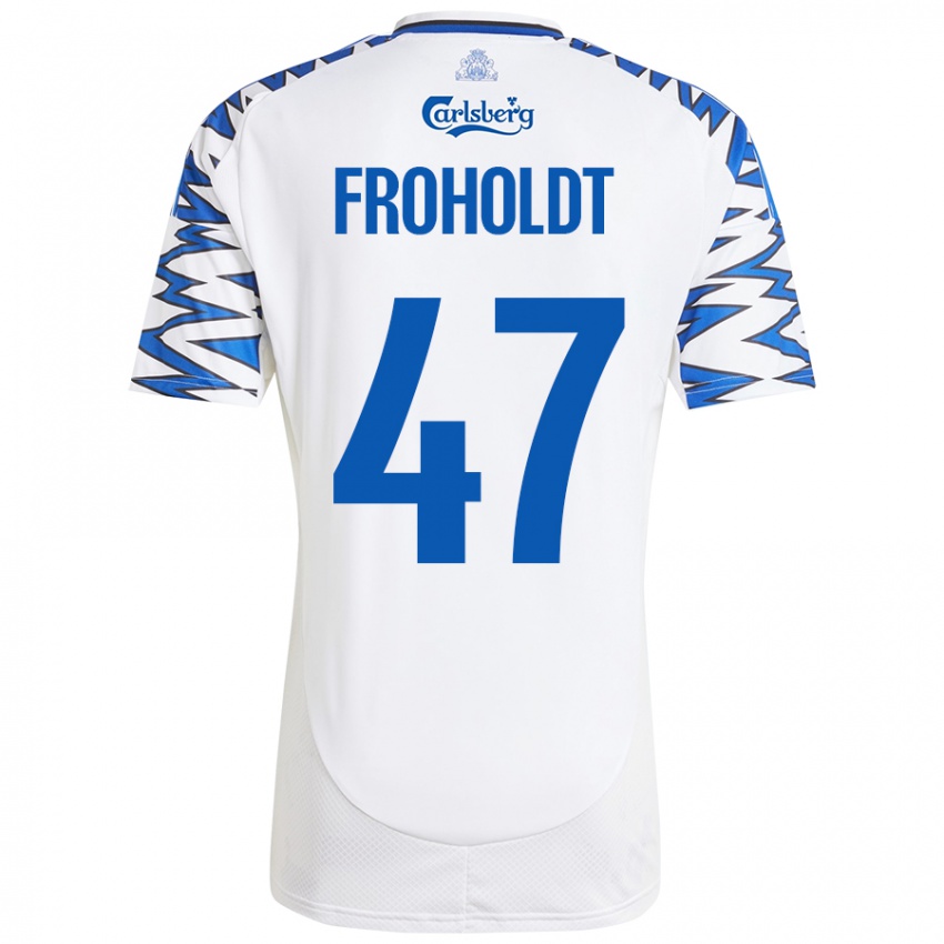 Hombre Camiseta Victor Froholdt #47 Blanco Azul Cielo 1ª Equipación 2024/25 La Camisa Argentina