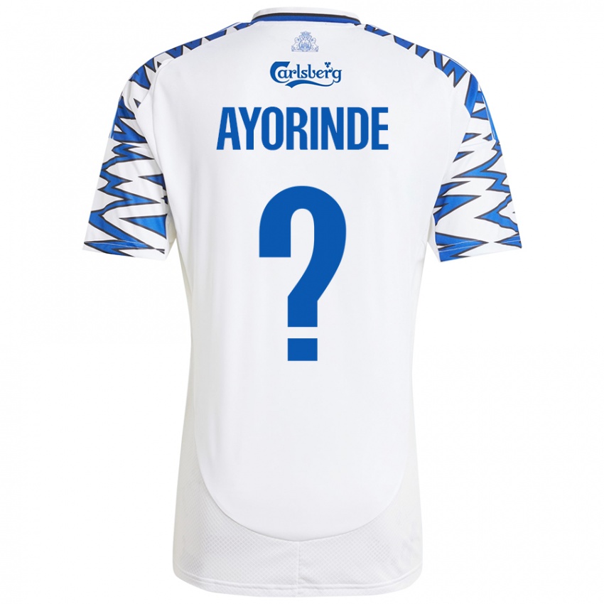 Hombre Camiseta Noah Ayorinde #0 Blanco Azul Cielo 1ª Equipación 2024/25 La Camisa Argentina