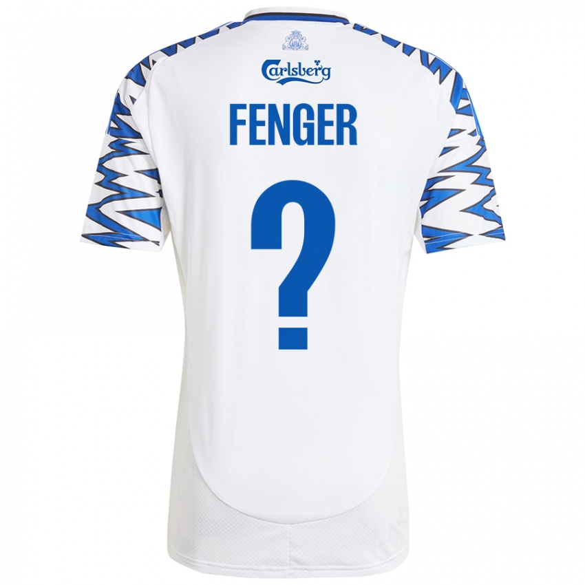 Hombre Camiseta Oskar Fenger #0 Blanco Azul Cielo 1ª Equipación 2024/25 La Camisa Argentina