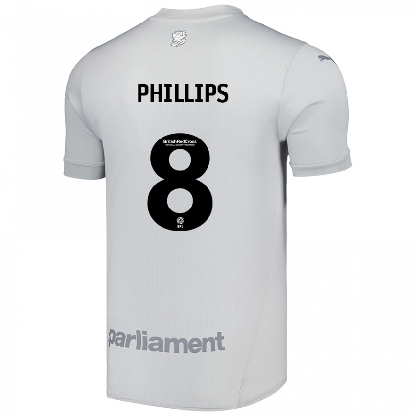 Hombre Camiseta Adam Phillips #8 Gris Plata 2ª Equipación 2024/25 La Camisa Argentina