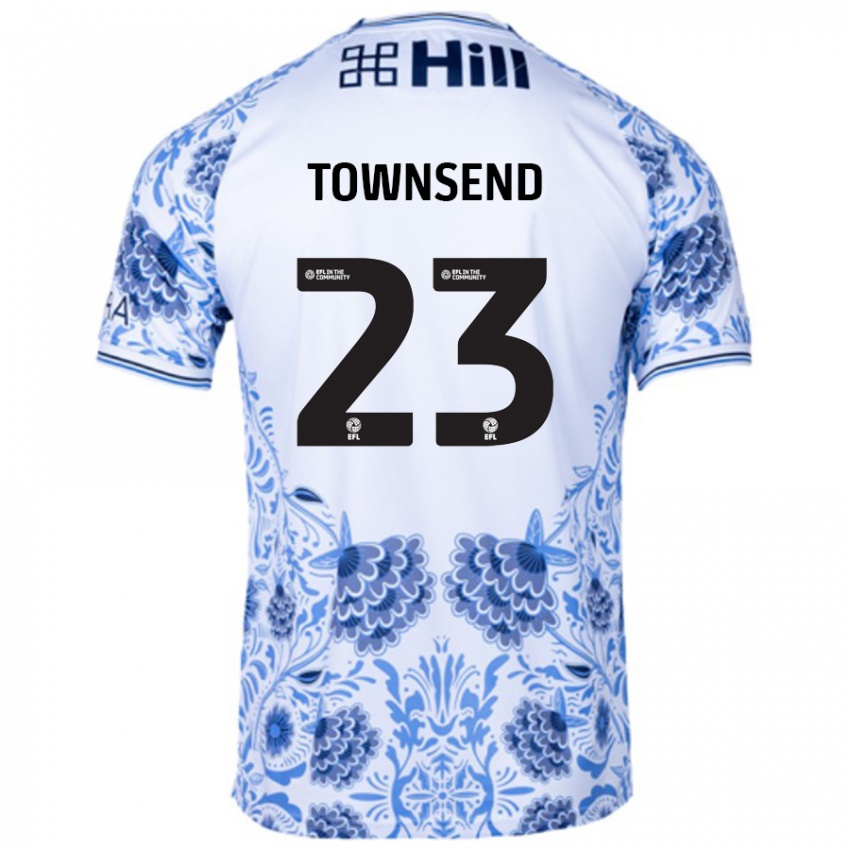 Hombre Camiseta Eleanor Townsend #23 Blanco Azul 2ª Equipación 2024/25 La Camisa Argentina