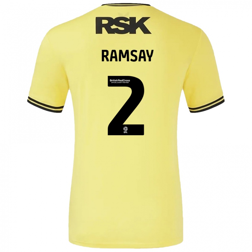 Hombre Camiseta Kayne Ramsay #2 Amarillo Negro 2ª Equipación 2024/25 La Camisa Argentina