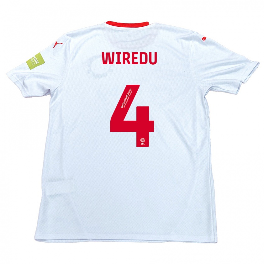 Hombre Camiseta Brendan Wiredu #4 Blanco 2ª Equipación 2024/25 La Camisa Argentina