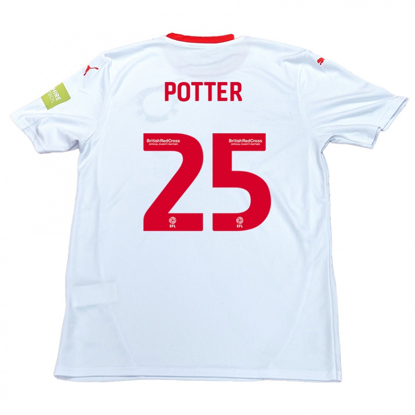 Hombre Camiseta Finley Potter #25 Blanco 2ª Equipación 2024/25 La Camisa Argentina