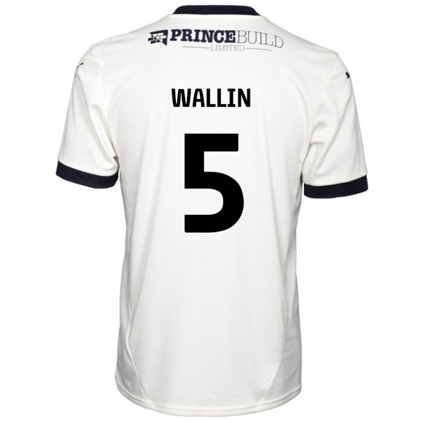 Hombre Camiseta Oscar Wallin #5 Blanquecino Negro 2ª Equipación 2024/25 La Camisa Argentina