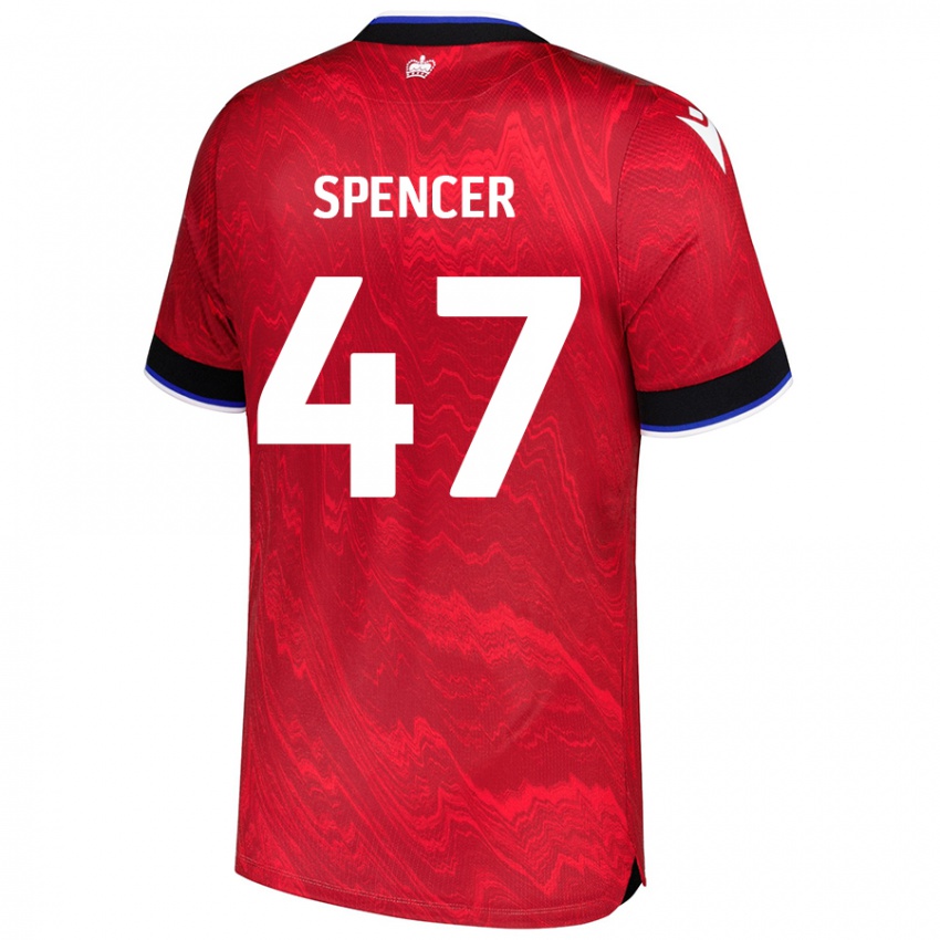 Hombre Camiseta Shay Spencer #47 Rojo Negro 2ª Equipación 2024/25 La Camisa Argentina