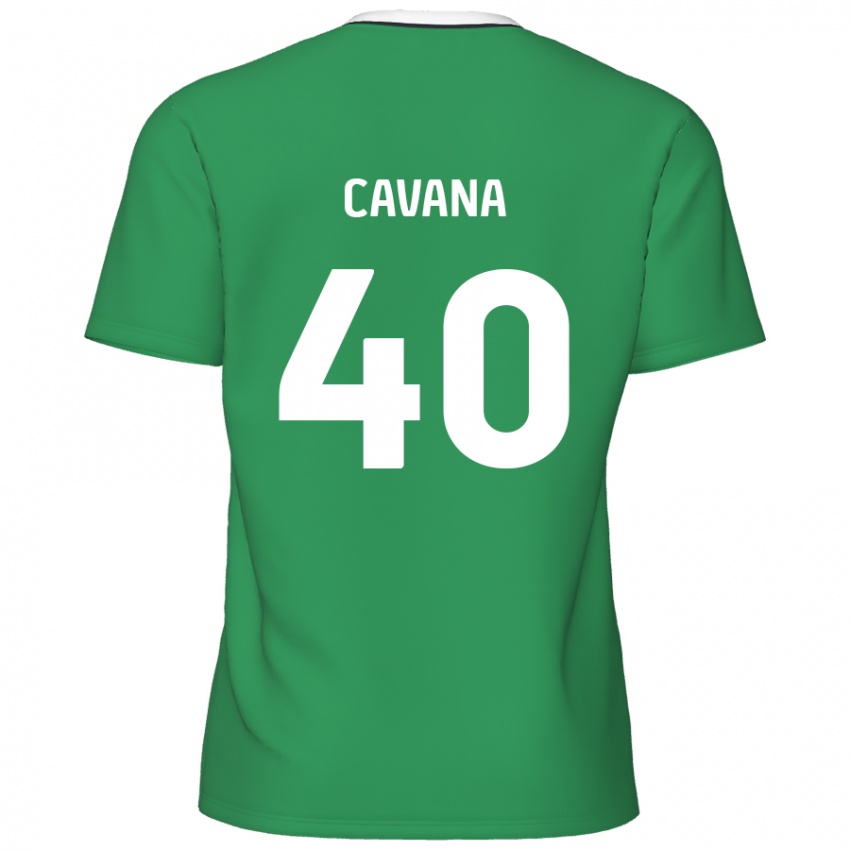 Hombre Camiseta Max Cavana #40 Verde Rayas Blancas 2ª Equipación 2024/25 La Camisa Argentina