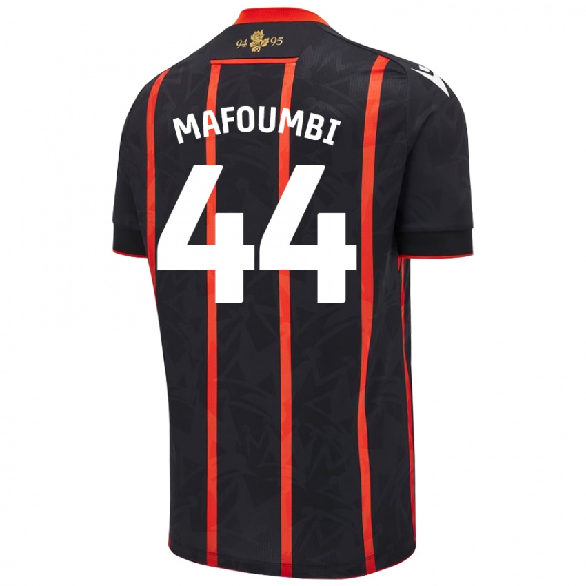 Hombre Camiseta Exaucé Mafoumbi #44 Negro Rojo 2ª Equipación 2024/25 La Camisa Argentina