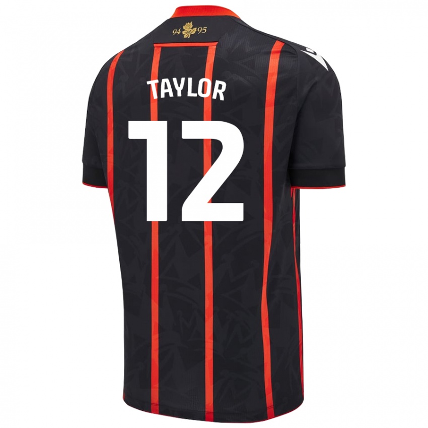 Hombre Camiseta Emma Taylor #12 Negro Rojo 2ª Equipación 2024/25 La Camisa Argentina