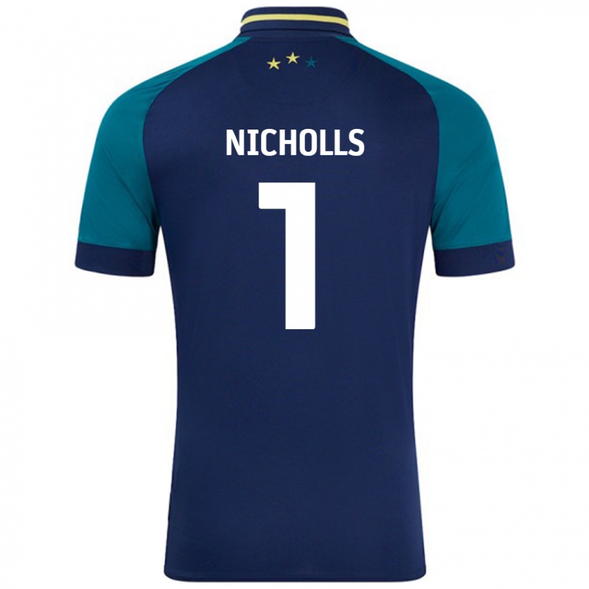 Hombre Camiseta Lee Nicholls #1 Azul Marino Verde Oscuro 2ª Equipación 2024/25 La Camisa Argentina