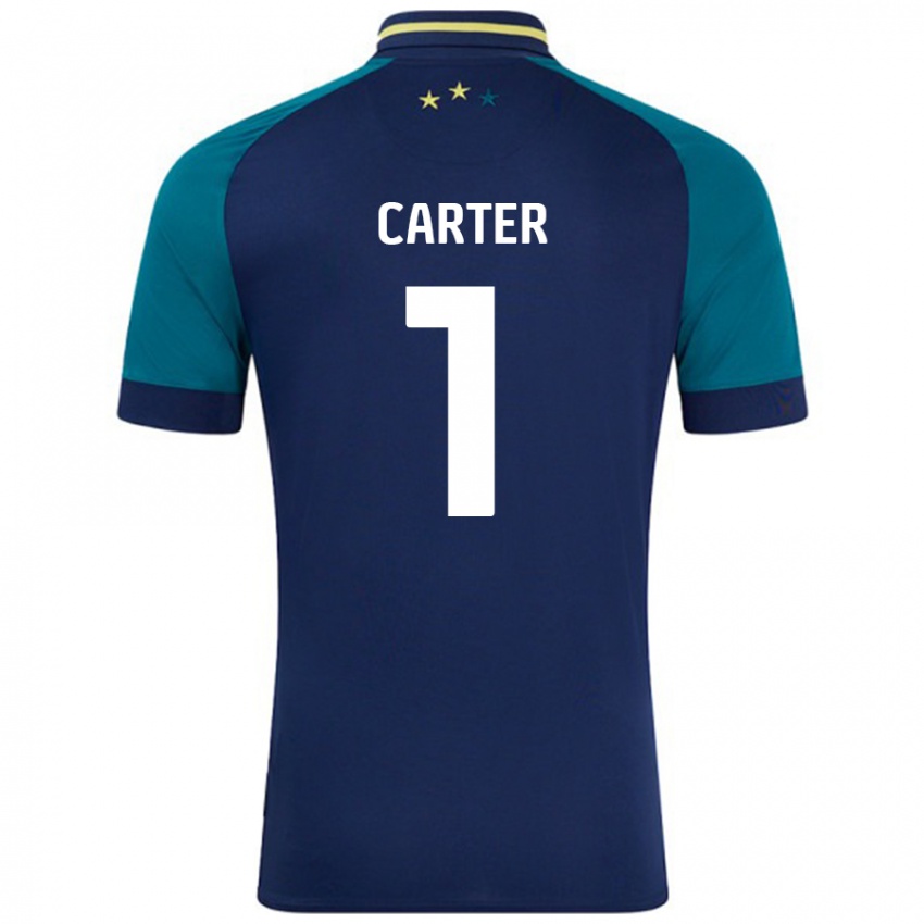 Hombre Camiseta Laura Carter #1 Azul Marino Verde Oscuro 2ª Equipación 2024/25 La Camisa Argentina