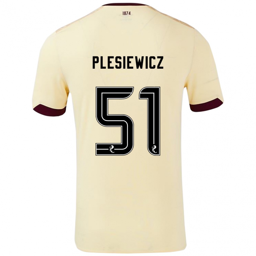 Hombre Camiseta Szymon Plesiewicz #51 Crema Burdeos 2ª Equipación 2024/25 La Camisa Argentina