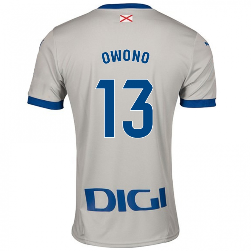 Hombre Camiseta Jesús Owono #13 Gris Claro 2ª Equipación 2024/25 La Camisa Argentina