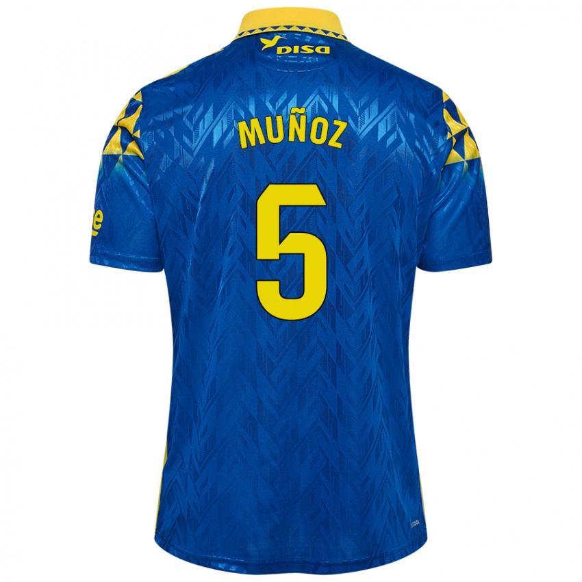 Hombre Camiseta Javi Muñoz #5 Azul Amarillo 2ª Equipación 2024/25 La Camisa Argentina