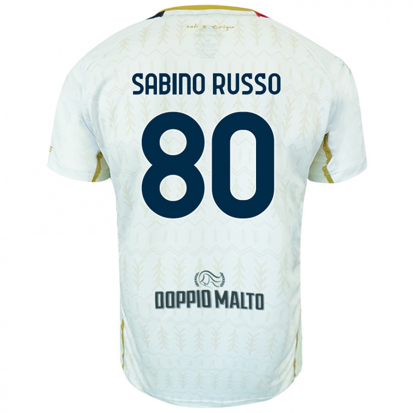 Hombre Camiseta Alessandro Sabino Russo #80 Blanco 2ª Equipación 2024/25 La Camisa Argentina