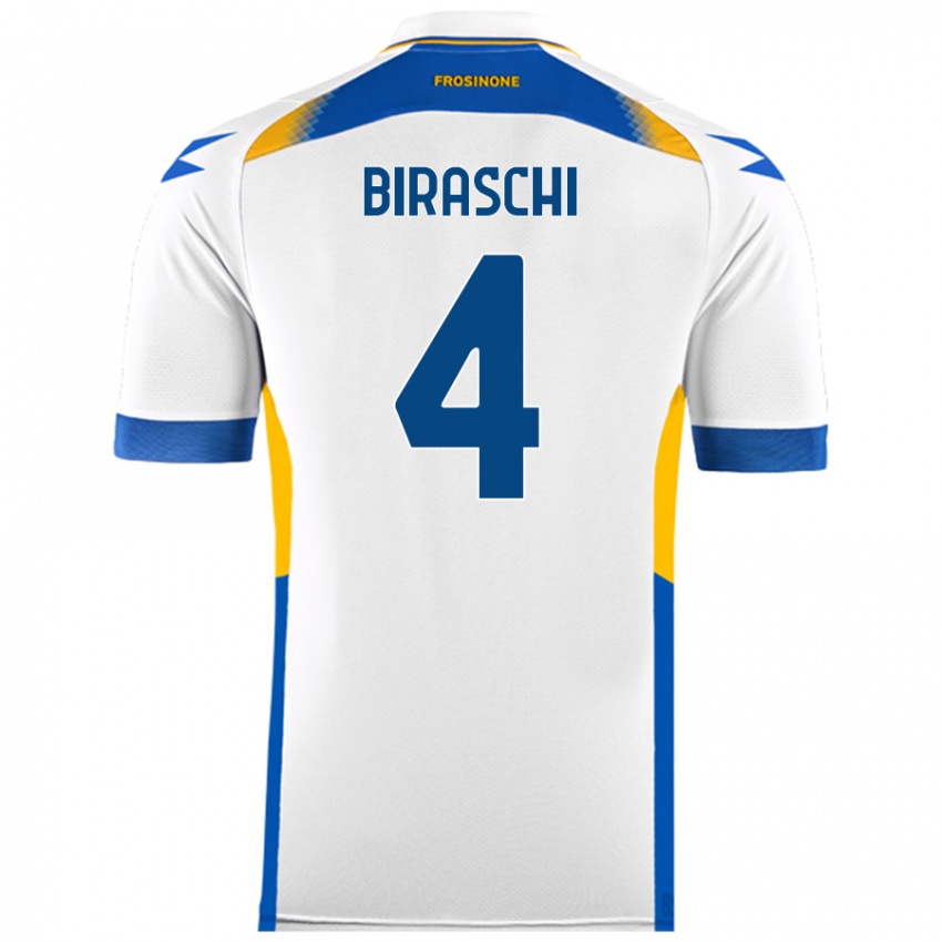 Hombre Camiseta Davide Biraschi #4 Blanco 2ª Equipación 2024/25 La Camisa Argentina