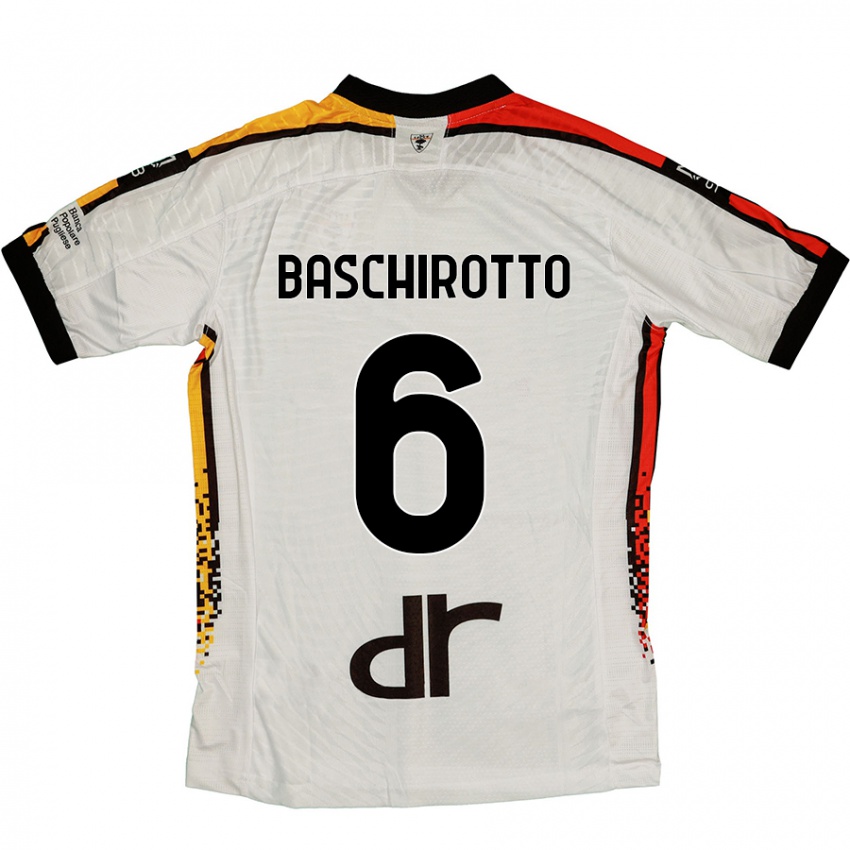 Hombre Camiseta Federico Baschirotto #6 Blanco Negro 2ª Equipación 2024/25 La Camisa Argentina