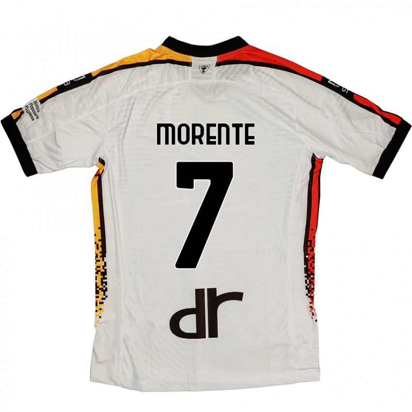 Hombre Camiseta Tete Morente #7 Blanco Negro 2ª Equipación 2024/25 La Camisa Argentina