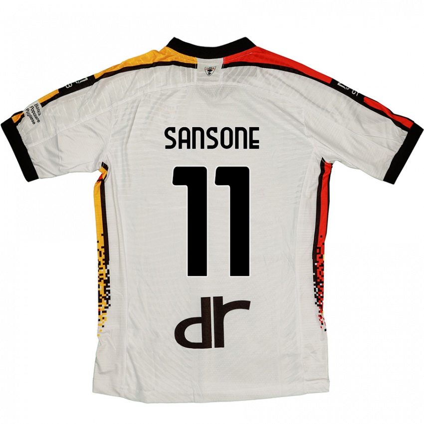 Hombre Camiseta Nicola Sansone #11 Blanco Negro 2ª Equipación 2024/25 La Camisa Argentina