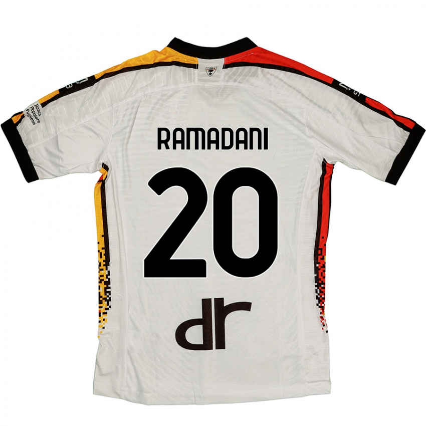 Hombre Camiseta Ylber Ramadani #20 Blanco Negro 2ª Equipación 2024/25 La Camisa Argentina