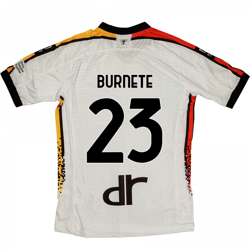 Hombre Camiseta Rareș Burnete #23 Blanco Negro 2ª Equipación 2024/25 La Camisa Argentina