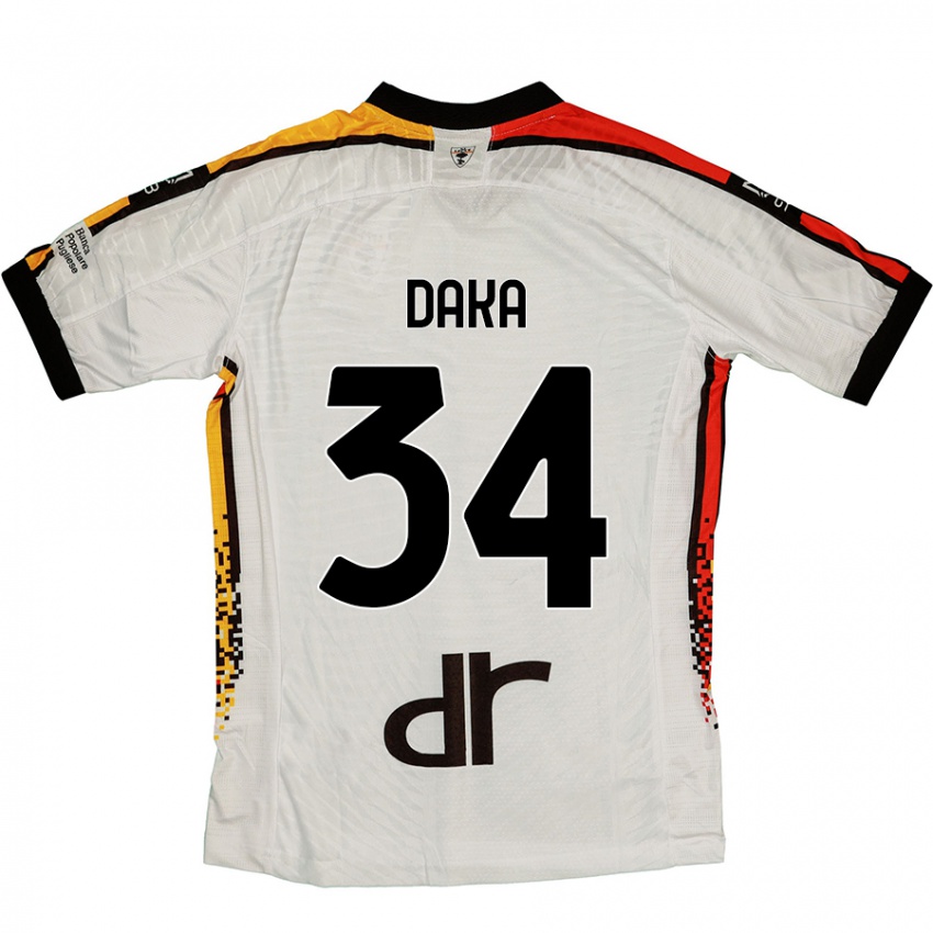 Hombre Camiseta Dario Daka #34 Blanco Negro 2ª Equipación 2024/25 La Camisa Argentina