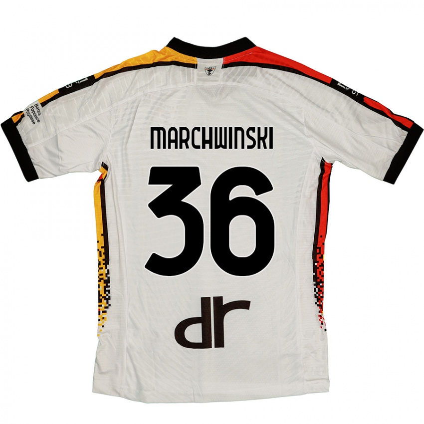 Hombre Camiseta Filip Marchwinski #36 Blanco Negro 2ª Equipación 2024/25 La Camisa Argentina