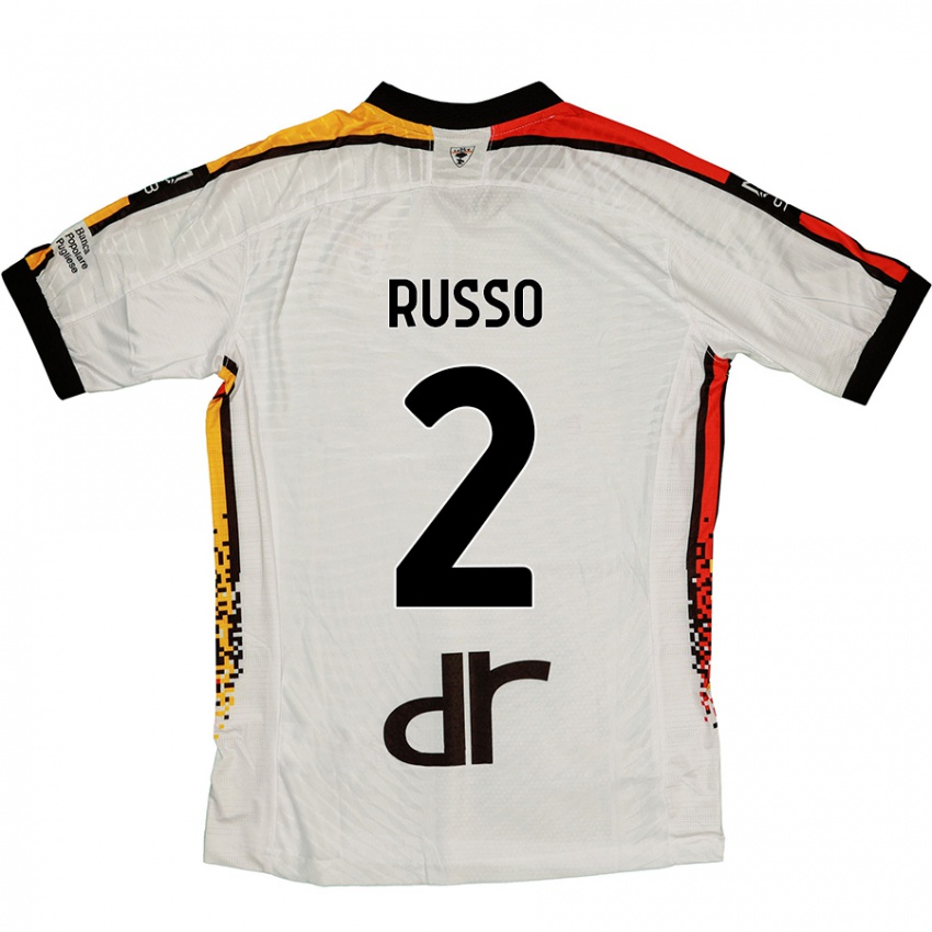 Hombre Camiseta Luca Russo #2 Blanco Negro 2ª Equipación 2024/25 La Camisa Argentina